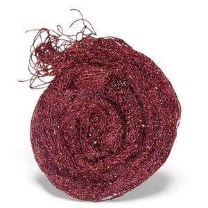 FASHION SCARF Metallic Mesh Scarf with Fringe in Elegant Red and Gold